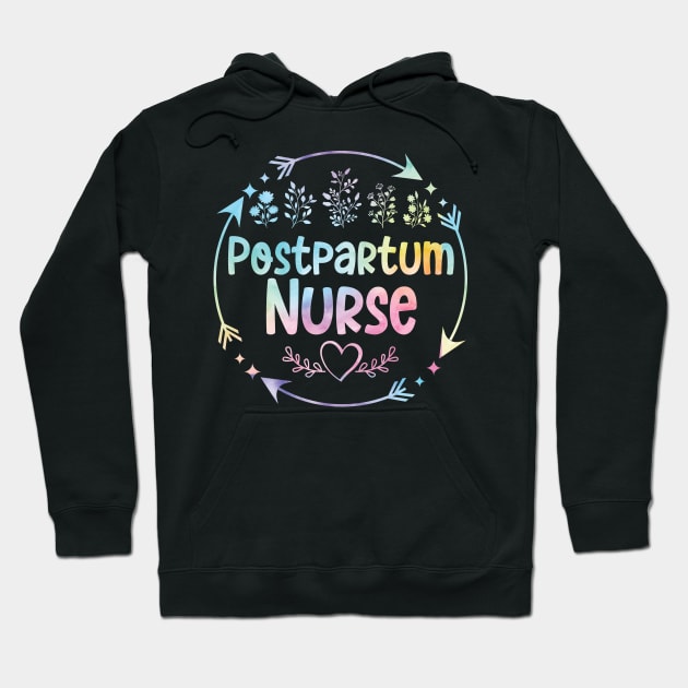 Postpartum Nurse cute floral watercolor Hoodie by ARTBYHM